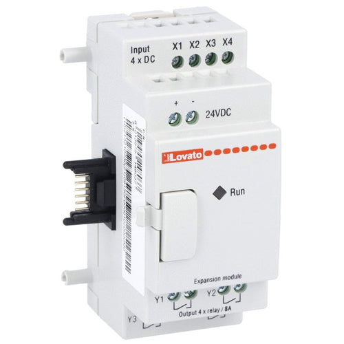 Lovato LRE08RD024, Micro PLC, Expansion Module, Auxiliary Supply Voltage 24VDC, 4 Inputs/4 Outputs Relay
