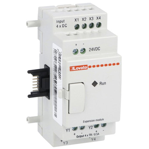 Lovato LRE08TD024, Micro PLC, Expansion Module, Auxiliary Supply Voltage 24VDC, 4 Inputs/4 Outputs Transistor
