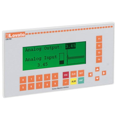 Lovato LRXP01, HMI Operator Panel, 24VDC, RS232 and RS485 (Modbus-RTU Master), For Base Modules LRK and LRD Series