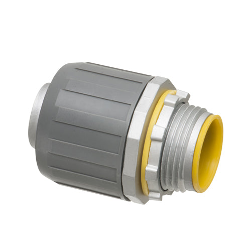 Arlington LT10A, 1" SNAP²IT Zinc Connector for Liquid-Tight Conduit, Push On Installation, with Insulated Throat, Gray