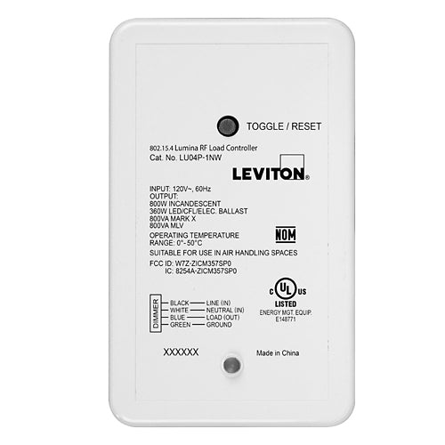 Leviton LU04P-1NW, Wireless Load Control Power Pack, 0-10V Dimming, Phase Cut, 800W, White