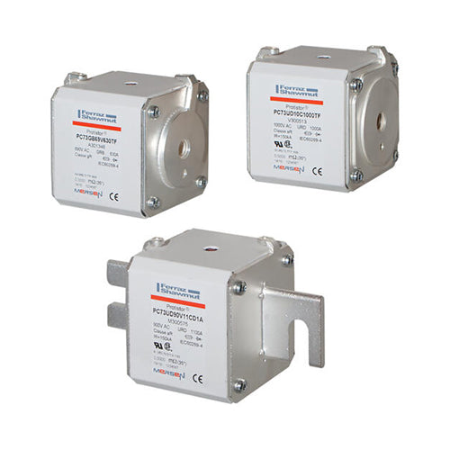 Mersen M300690, Square Body High-Speed Fuse, Fast Acting, Size 73 aR, 900/1000VAC, 1000A, With Striker Slotted Blades long