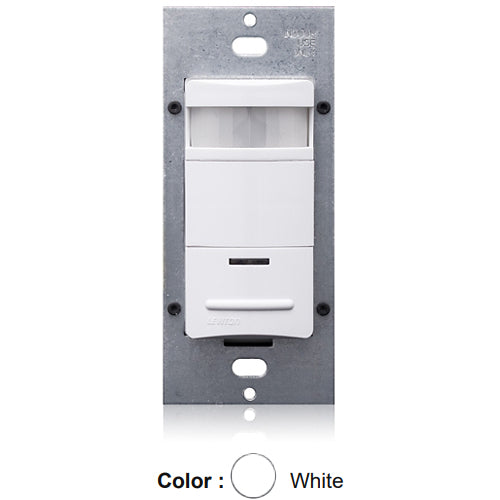 Leviton MDS15-IDW, Decora Wall Switch Passive Infrared (PIR) Occupancy Sensor, Lev-Lok Model, 20A, 120/277VAC, 180° Field-of-View, 2100 Sq.Ft. Coverage, White