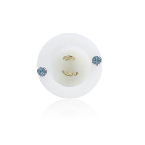 Leviton ML1-PB, Midget Flanged Inlet Locking Receptacle, Industrial Grade, 15 Amp, 125 Volt, NEMA ML1P, 2-Pole, 2-Wire, Non-Grounding, White
