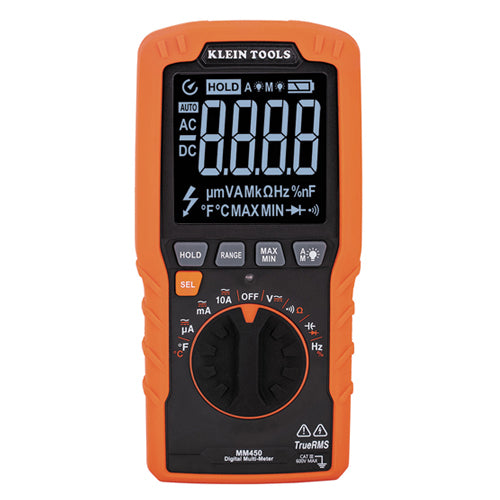 Klein Tools MM450, Slim Digital Multimeter, TRMS Auto-Ranging, 600V, Temperature