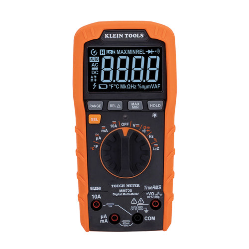 Klein Tools MM720, Digital Multimeter, TRMS Auto-Ranging, 1000V, Temp, Low Impedance