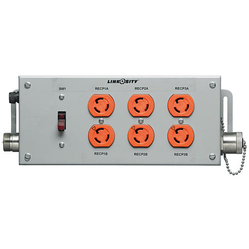 Hubbell MSL3SGGFP, Power System Distribution Assembly, Straight Blade, Local Switch, 3) 20A 125V Specification Grade GFCI Duplex Receptacles, Ground Fault with Pass-Through