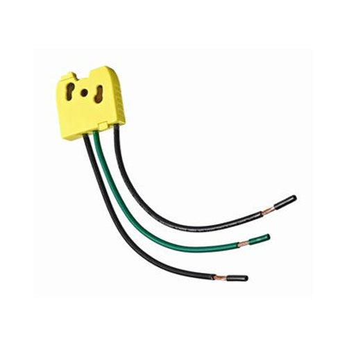 Leviton MSPSW-SD, Wiring Module for Lev-Lok Single Pole Toggle Switches, 20 Amp, 347V AC Max, 3 Wire, Black 6'' Solid Wire Leads, Yellow