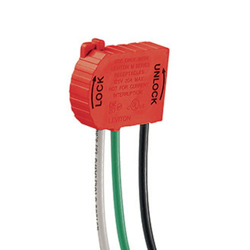 Leviton MSTWL-R, Wiring Module for Lev Lok Receptacles (Emergency Circuits), 20 Amp, 125 Volt, 2-Pole, 3-Wire, 6'' THHN #12 AWG Stranded Wire Leads, Red