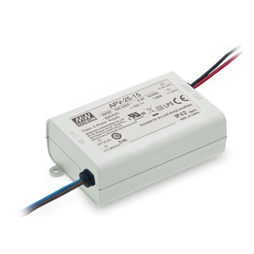 Mean Well MW-APV-25-12, 25W Single Output Switching LED Power Supply, 90-264VAC/127-370VDC Input, 12VDC Output, 2.1 Amps