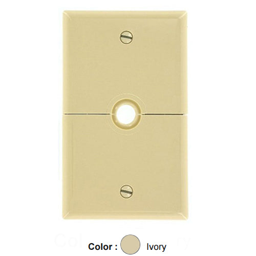 Leviton N751-I, 1-Gang 0.625 Inch Hole Device Telephone/Cable Wallplate, Sectional, Thermoplastic Nylon, Box Mount, Horizontal Split Plate, Ivory, 2 Packs