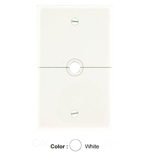 Leviton N751-W, 1-Gang 0.625 Inch Hole Device Telephone/Cable Wallplate, Sectional, Thermoplastic Nylon, Box Mount, Horizontal Split Plate, White, 2 Packs