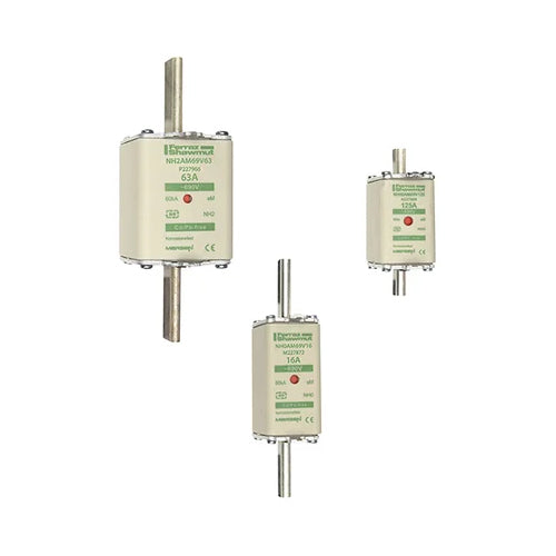 Mersen NH000AM69V2, DIN NH Standard fuse-link aM, Size NH000, 690VAC, 2A,  live tags Double indicator