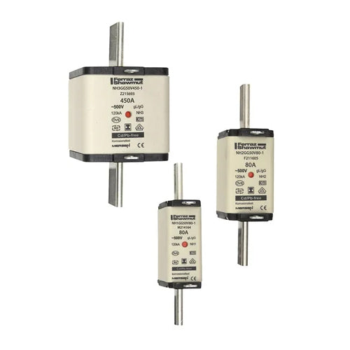 Mersen NH000GG50V20-1, DIN NH Standard fuse-link gG, Size NH000, 500VAC/250VDC, 20A, isolated tags Double indicator