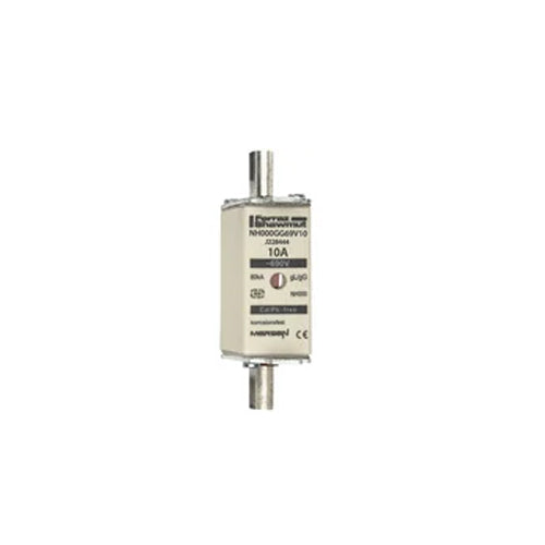 Mersen NH000GG69V10, DIN NH Standard fuse-link gG, Size NH000, 690VAC/250VDC, 10A, live tags Double indicator