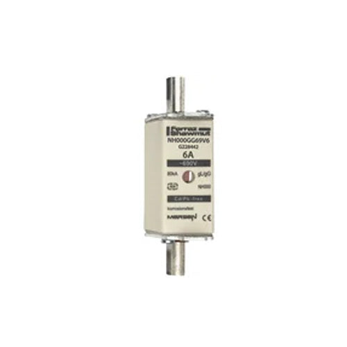 Mersen NH000GG69V6, DIN NH Standard fuse-link gG, Size NH000, 690VAC/250VDC, 6A, live tags Double indicator