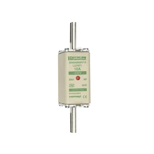 Mersen NH0AM69V10, DIN NH Standard fuse-link aM, Size NH0, 690VAC, 10A, live tags Double indicator