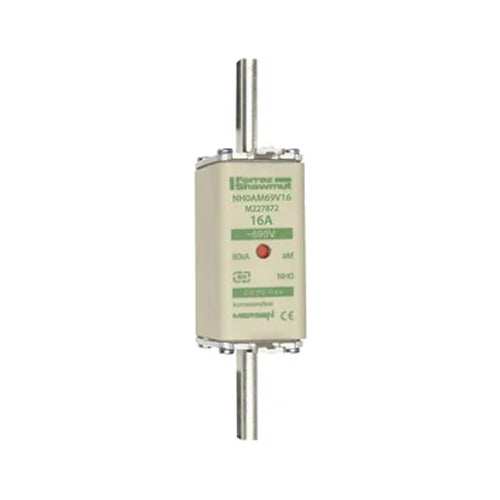 Mersen NH0AM69V16, DIN NH Standard fuse-link aM, Size NH0, 690VAC, 16A, live tags Double indicator