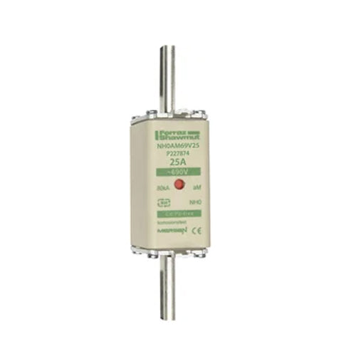 Mersen NH0AM69V25, DIN NH Standard fuse-link aM, Size NH0, 690VAC, 25A, live tags Double indicator