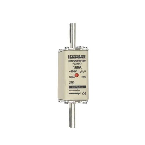 Mersen NH0GG50V160, DIN NH Standard fuse-link gG, Size NH0, Size NH0, 500VAC/250VDC, 160A, live tags Double indicator