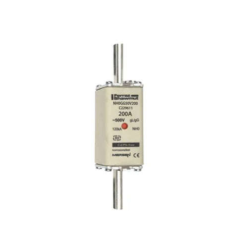 Mersen NH0GG50V200, DIN NH Standard fuse-link gG, Size NH0, Size NH0, 500VAC/250VDC, 200A, live tags Double indicator
