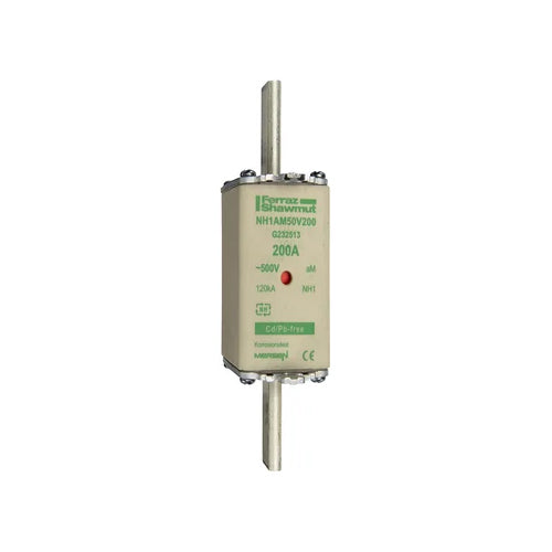 Mersen NH1AM50V200, DIN NH Standard fuse-link aM, Size NH1, 500VAC, 200A, live tags Double indicator