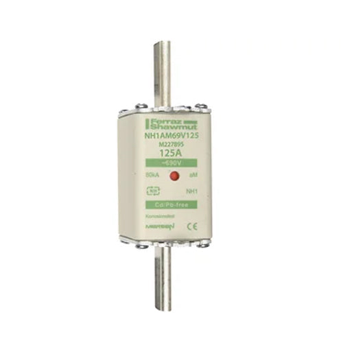 Mersen NH1AM69V125, DIN NH Standard fuse-link aM, Size NH1, 690VAC, 125A, live tags Double indicator