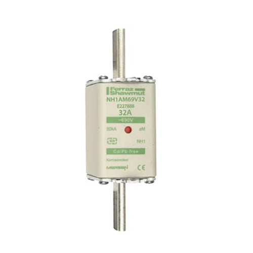 Mersen NH1AM69V32, DIN NH Standard fuse-link aM, Size NH1, 690VAC, 32A, live tags Double indicator