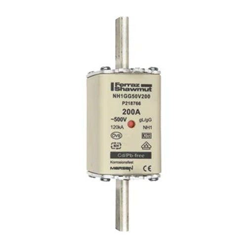 Mersen NH1GG50V200, DIN NH Standard fuse-link gG, Size NH1, 500VAC/250VDC, 200A, live tags Double indicator