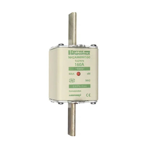 Mersen NH2AM69V160, DIN NH Standard fuse-link aM, Size NH2, 690VAC, 160A, live tags Double indicator