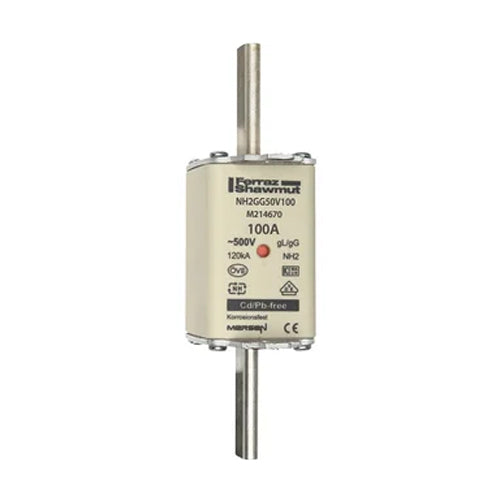 Mersen NH2GG50V100, DIN NH Standard fuse-link gG, Size NH2, 500VAC/250VDC, 100A, live tags Double indicator