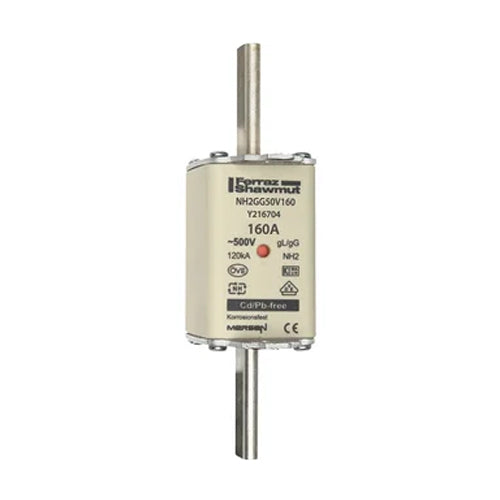 Mersen NH2GG50V160, DIN NH Standard fuse-link gG, Size NH2, 500VAC/250VDC, 160A, live tags Double indicator