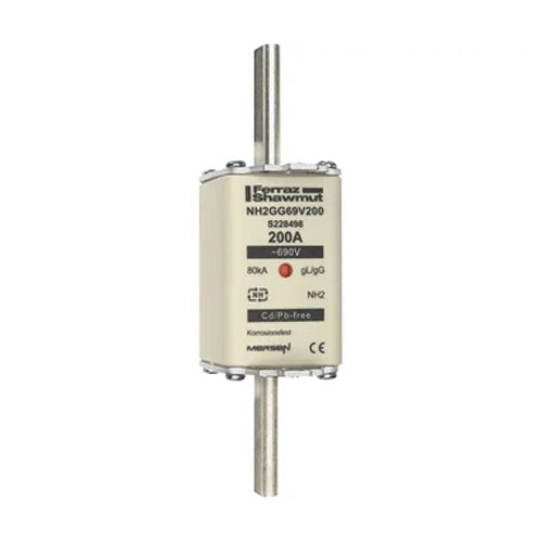 Mersen NH2GG69V200, DIN NH Standard fuse-link gG, Size NH2, 690VAC/250VDC, 200A, live tags Double indicator