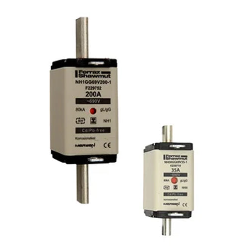 Mersen NH2GG69V355-1, DIN NH Standard fuse-link gG, Size NH2, 690VAC/250VDC, 355A, isolated tags Double indicator