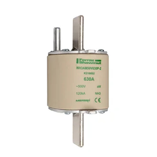 Mersen NH3AM50V630P-2, DIN NH Standard fuse-link aM, Size NH3, 500VAC, 630A, live tags Striker