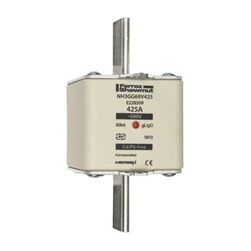 Mersen NH3GG69V425, DIN NH Standard fuse-link gG, Size NH3, 690VAC/250VDC, 425A, live tags Double indicator