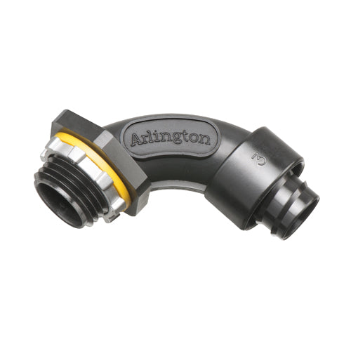 Arlington NMSC9075BL, 3/4" Screw-On 90° Non-Metallic Liquid-Tight Connector, Black