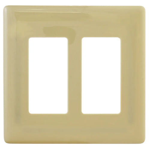 Hubbell NPS262I, Style Line Decorator Switch Non-Metallic Snap-On Screwless Wallplates, 2-Gang, Ivory