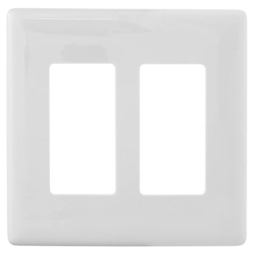 Hubbell NPS262W, Style Line Decorator Switch Non-Metallic Snap-On Screwless Wallplates, 2-Gang, White
