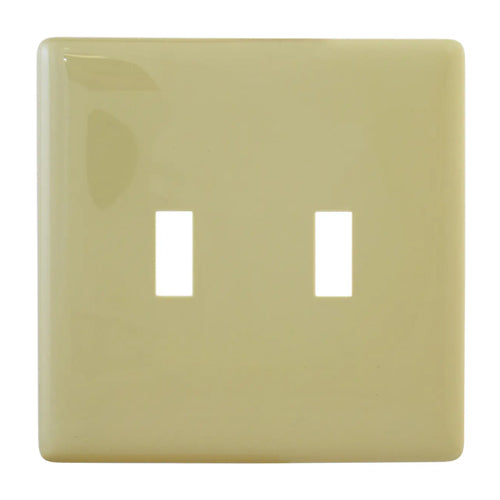Hubbell NPS2I, Toggle Switch Non-Metallic Snap-On Screwless Wallplates, 2-Gang, Ivory