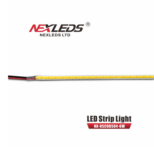 NEXLEDS NX-05COB504-6W-3K, LED 5MM COB Tape Light IP20, 24VDC, 540LM/W, 3000K Warm White, 6W/M, White Color