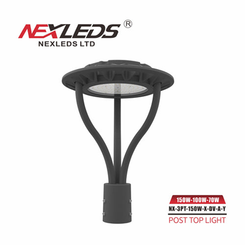 NEXLEDS NX-3PT-150W-X-DV-A-Y, 3CCT LED Lamp Post Top Light, CCT and Wa ...