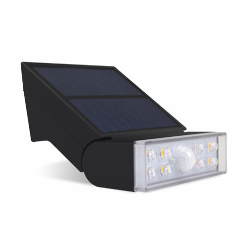 NEXLEDS NX-412S-2W-3K, 2W Flexibeam LED Solar Wall Light, 300 Lumens, 3000K Soft White, 90° Beam Angle, Black