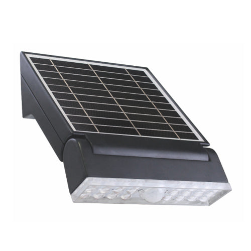 NEXLEDS NX-412S-8W-3K, 8W Flexibeam LED Solar Wall Light, 1200 Lumens, 3000K Soft White, 90° Beam Angle, Black