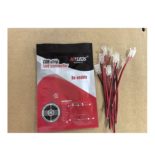 NEXLEDS NX-8MMCONNWW, Connectors With Wire For 8mm Tape Lights Only, 10 Packs