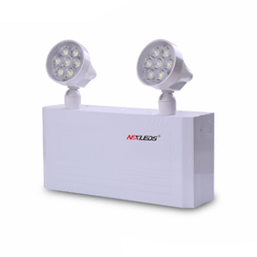 NEXLEDS NX-EMBU636/5W, LED Emergency Light, 120-347VAC, 2×5W, 6500K, 469 Lumens, White, Lead Acid Battery 6V 6AH