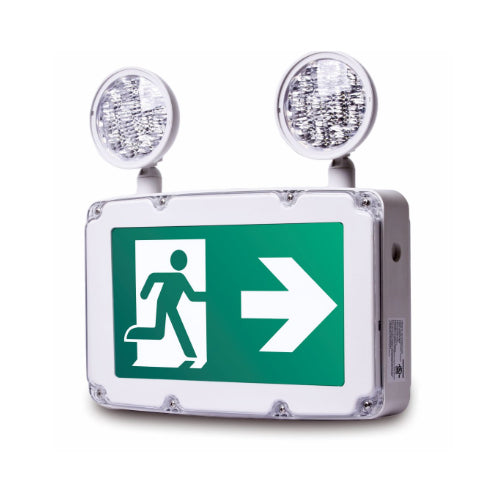 NEXLEDS NX-EMRMCUWP, Waterproof LED Emergency Light, 120-347VAC, 1W+2x1W, 90lm/Head, 6500K Daylight, White