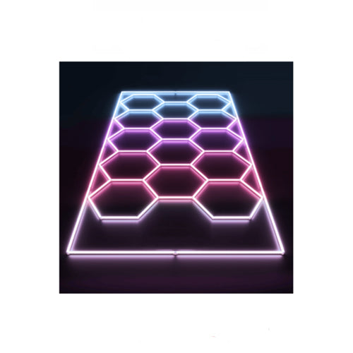 NEXLEDS NX-HEX96190-534W-RGB, Hexagon LED Ceiling Light RGB Color, 100-277VAC, 534W, 100-110Lm/W, CRI >80, 120° Beam Angle, White