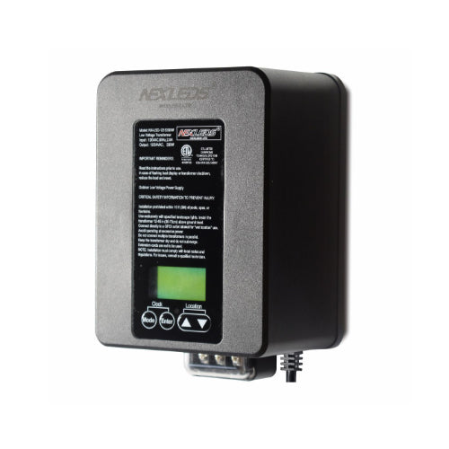 NEXLEDS NX-LSD-1215300W, 300W IP65 Landscape Driver With 1 Meter Long Cord Length, Input 120VAC/2.8A, Output 15/24VAC, Black, 9 Modes Setting