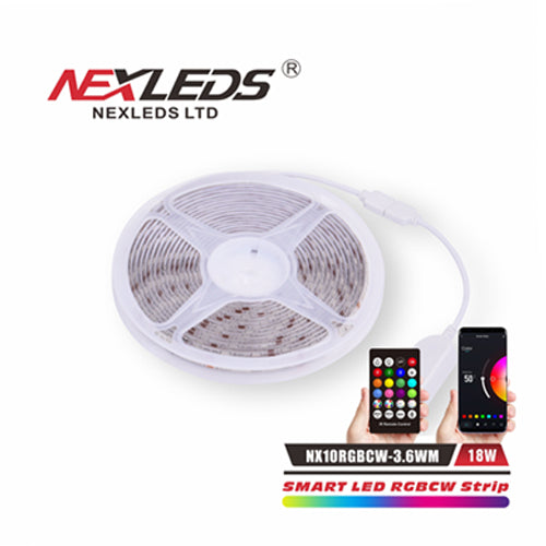 NEXLEDS NX10RGB-3.6WM, Smart LED RGB Strip, 12VDC, 3.6W/M, White Color